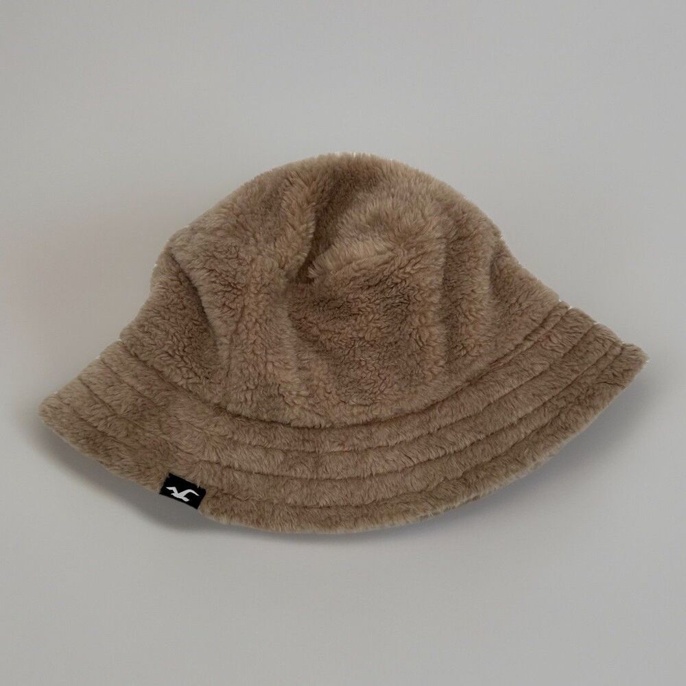 Hollister Tan Sherpa Bucket Hat Soft Fuzzy Fall Winter One Size Y2K Preppy